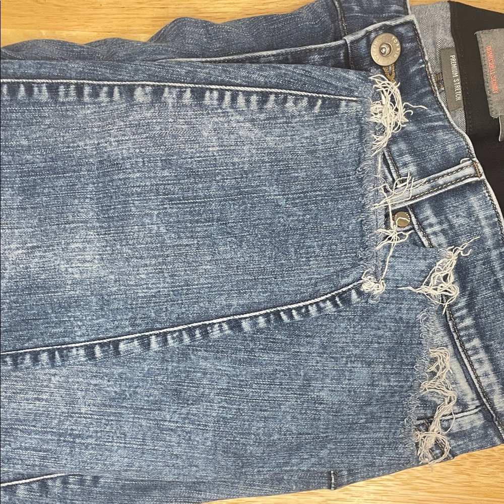 Torrid Blue Frayed Hem Jeans - Picture 2 of 8